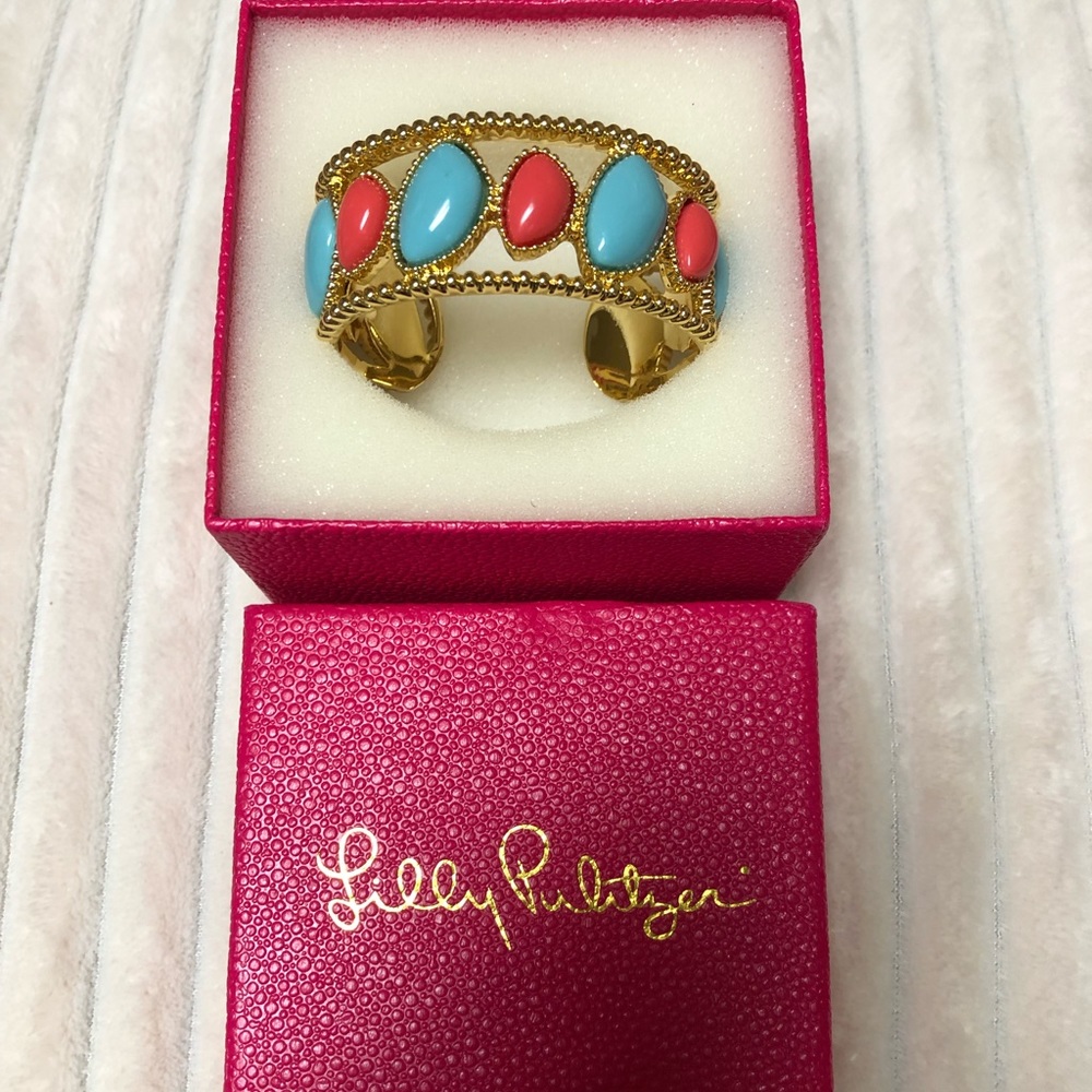 Lilly Pulitzer Coral Turquoise Cuff Bracelet NWOT